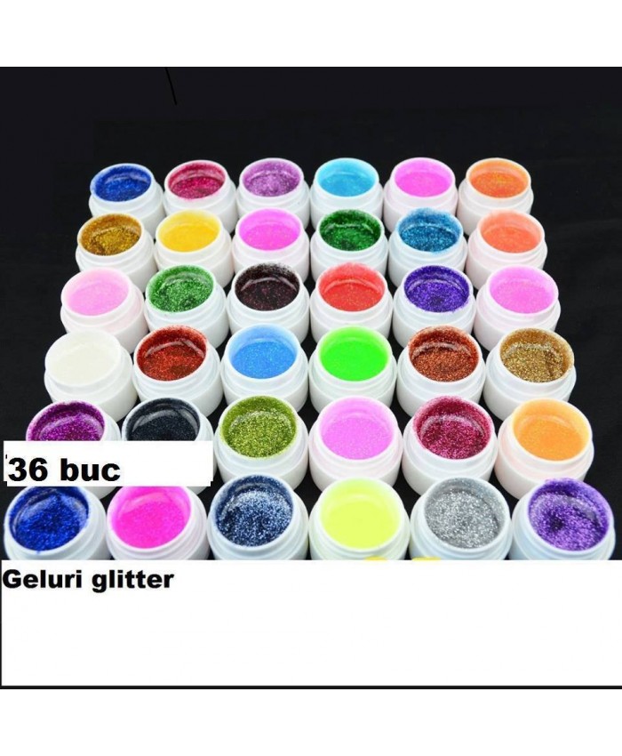 Set 36 geluri color Glitter cu transport gratuit